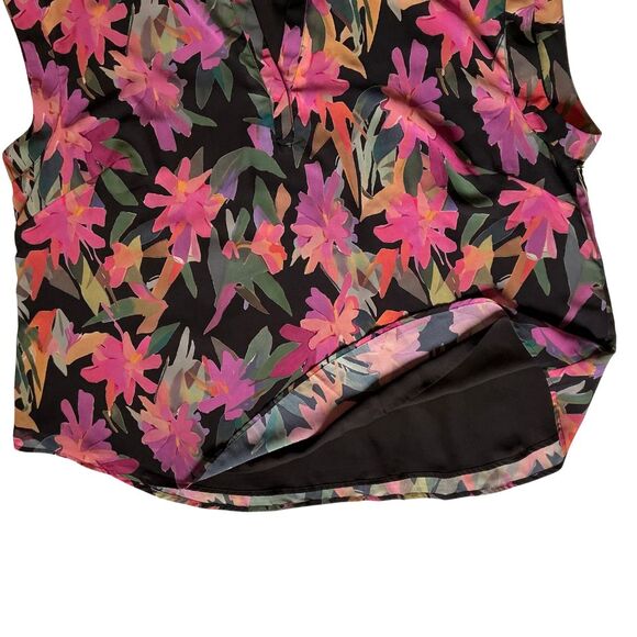 Vince Camuto Womens Sleeveless Blouse 2X Split Neckline Floral Sheer Multicolor - Picture 6 of 10